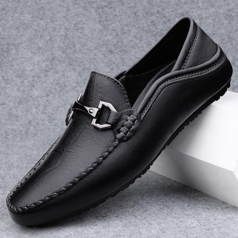 Genuine Leather Mens Flat Shoes Fashion Breathable Men Loafers Slip On Summer Shoes New Male Driving Shoes Comfy Man Moccasins