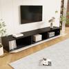 Black-White TV Cabinet, 180 cm Long, High-Gloss Surface, with 16-Color LED Lighting, Wall-Mountable