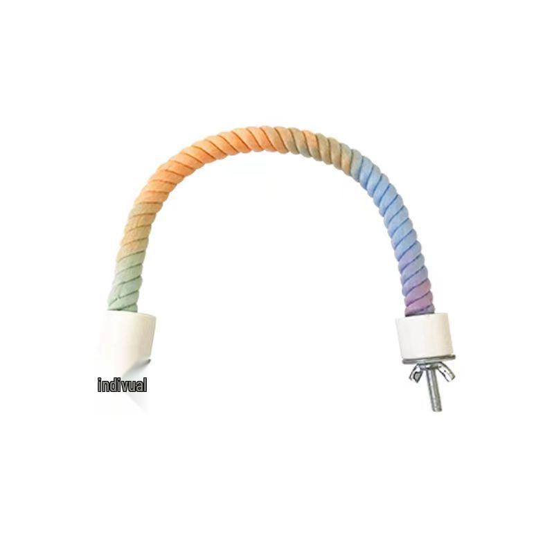 Parrot Swing Stand: Colorful Rotating Cotton Climbing Rope Ladder for Bird Cages