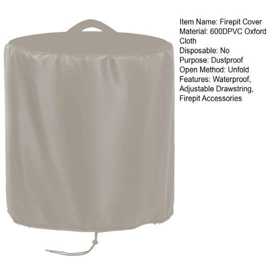 Oxford Cloth Firepit Cover Heavy Duty Waterproof UV Resistant Dust Rain Snow Leaf Protection