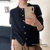 Korean Retro Autumn/Winter Cardigan Sweater with Gold Button Detail