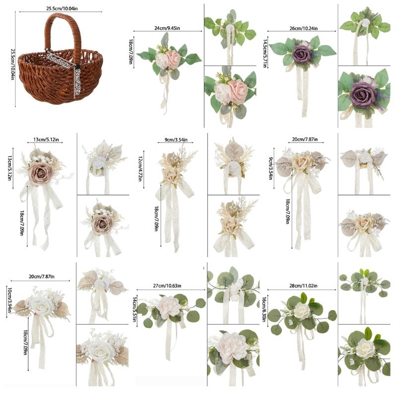 Elegant Rattans Handwoven Wicker Flower Basket Portable Floral Arrangement Pots for Wedding and Homes Decoration