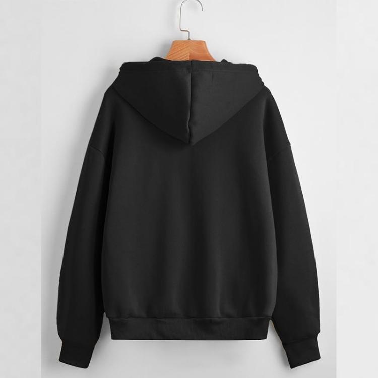 Casual Women's Loose Solid Color Fleece Zipper Jacket Long Sleeve Sweatshirt Top