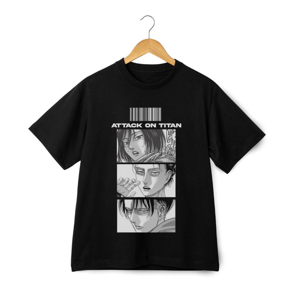 

Унисекс футболка с аниме графикой «Атака титанов», дизайн с панелями манги L