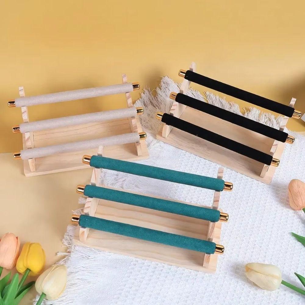 Necklace Bracelet Jewelry Organizer 3-Tier Ring Display Rack Wooden Ring Holder Retail Display