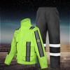 Fluorescent Green Reflective Raincoat and Rain Pants Set for Traffic Duty and Road Administration