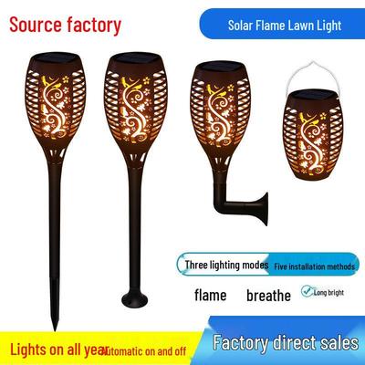 Solar-Fackelleuchte für Außengarten, Rasen, Zaun, Terrasse und Bartheke