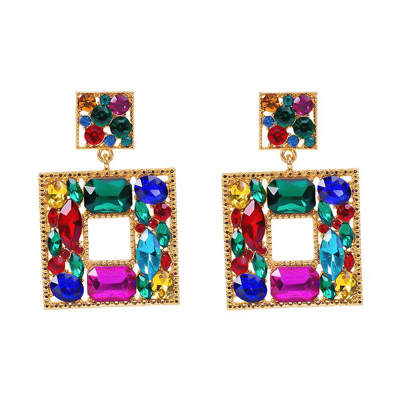 2022 New Products 16 Colors New Rhinestones Jewelry Statement Earrings Big Glass Drop Earrings for Women Fashion Accessories