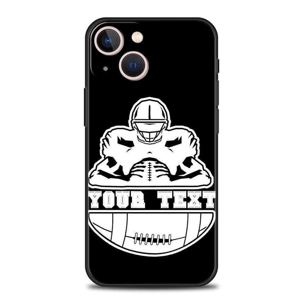 Rugby Ball Luxury Phone Case For iPhone 13 15 14 12 Mini 11 Pro MAX XR X SE XS 7 8 Plus Silicone Black Protection Cover