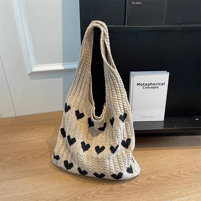 2024 Fashion Women's Woolen Knit Shoulder Bag - Handmade Underarm Tote