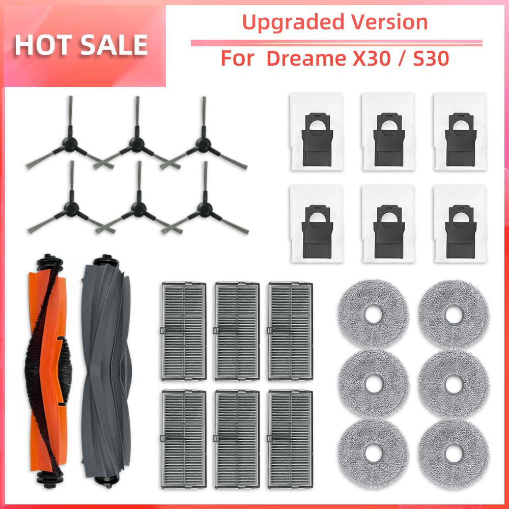 Compatible for Dreame X30 Ultra / X30 Pro Robot Vacuum Main Side Brush Hepa Filter Mop Pad Dust Bag Parts Accessories