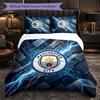 Manchester City Mønster 3-delt Sengetøysett Mykt Mikrofiber Dynetrekk med Putevar for Soverom