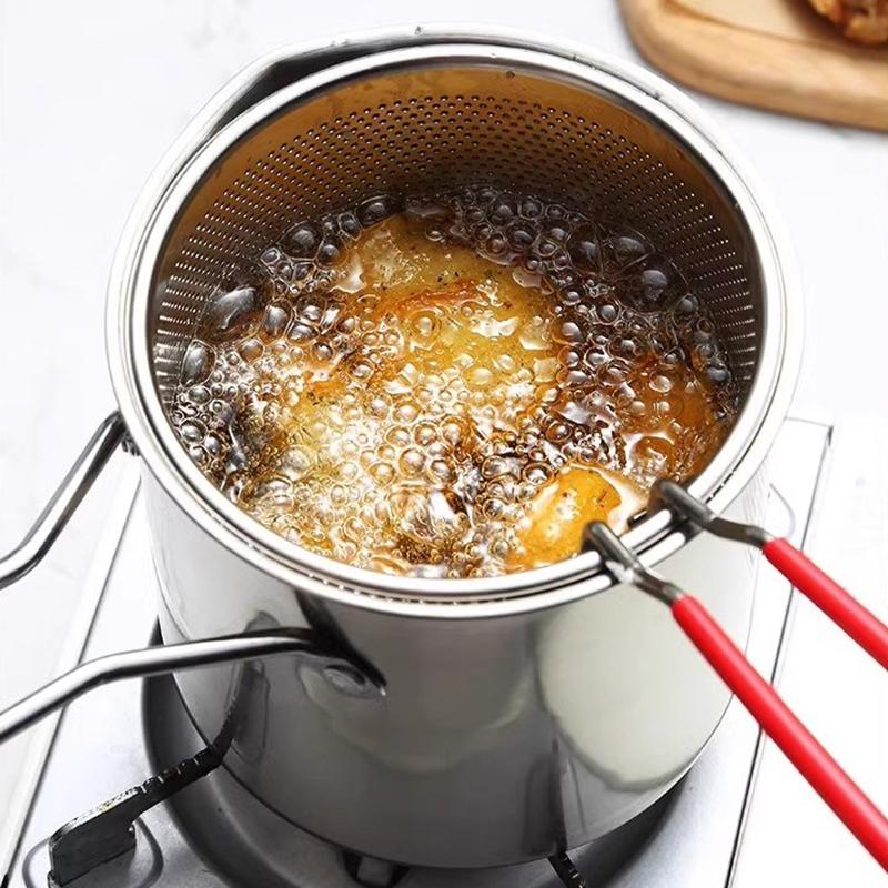 Edelstahl Fritteuse Multifunktionaler Kleiner Topf Küchenspezifisch zum Frittieren von Hähnchen und Andere Kochwerkzeuge