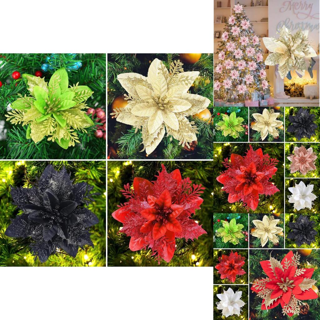 Atemberaubender 14,5 cm Weihnachtsschmuck Glitzernder floraler Kranz für Türen und Fenster