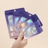 50pcs Thicken Ziplock Bags Gradient Holographic Laser AB Color Plastic Pouch for DIY Jewelry Storage Pouch Zip Lock Bag
