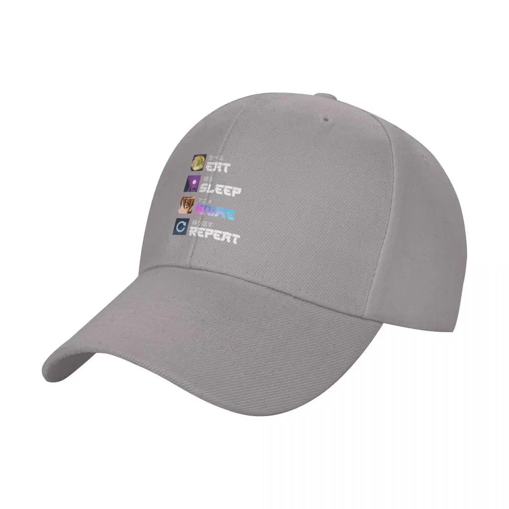 Eat Sleep Anime Repeat Baseball Cap Big Size Hat Unisex hat derby hat western Ladies Unisexs