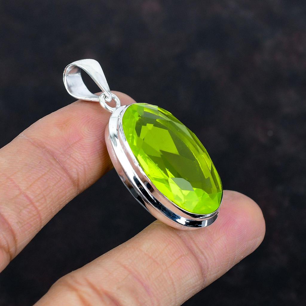 Faceted Lemon Topaz Pendant Original Gemstone Pendant Handmade Pendant Dainty Jewelry 925 Sterling Silver Pendant Gifts for Him Boho Jewelry