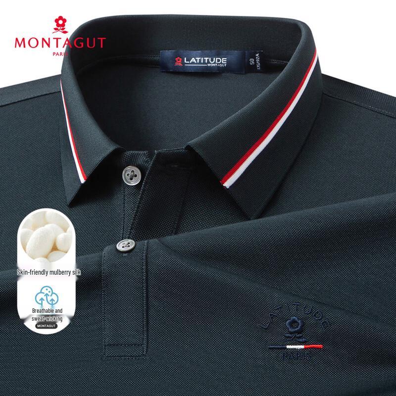 MONTAGUT Men s Silk Blend Breathable Polo Shirt 56