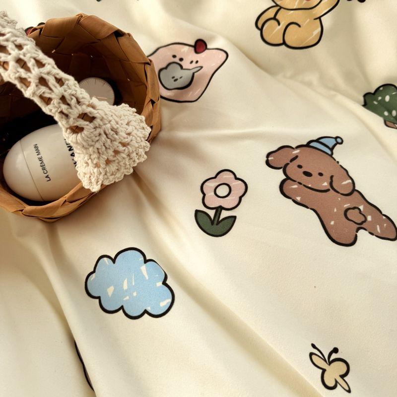 Ins Cute Duvet Cover Sets 4 pcs For Girls Kids 2025 New Cartoon Bedding Set Single Size Bed Sheets Set Pillowcases No Filling