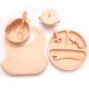 Children's Silicone Cutlery & Dinner Set: Bib, Spoon, Fork, Smiley Plate, and Bowl