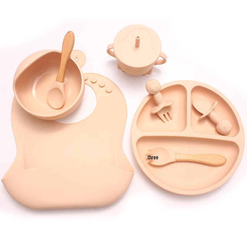 Children's Silicone Cutlery & Dinner Set: Bib, Spoon, Fork, Smiley Plate, and Bowl
