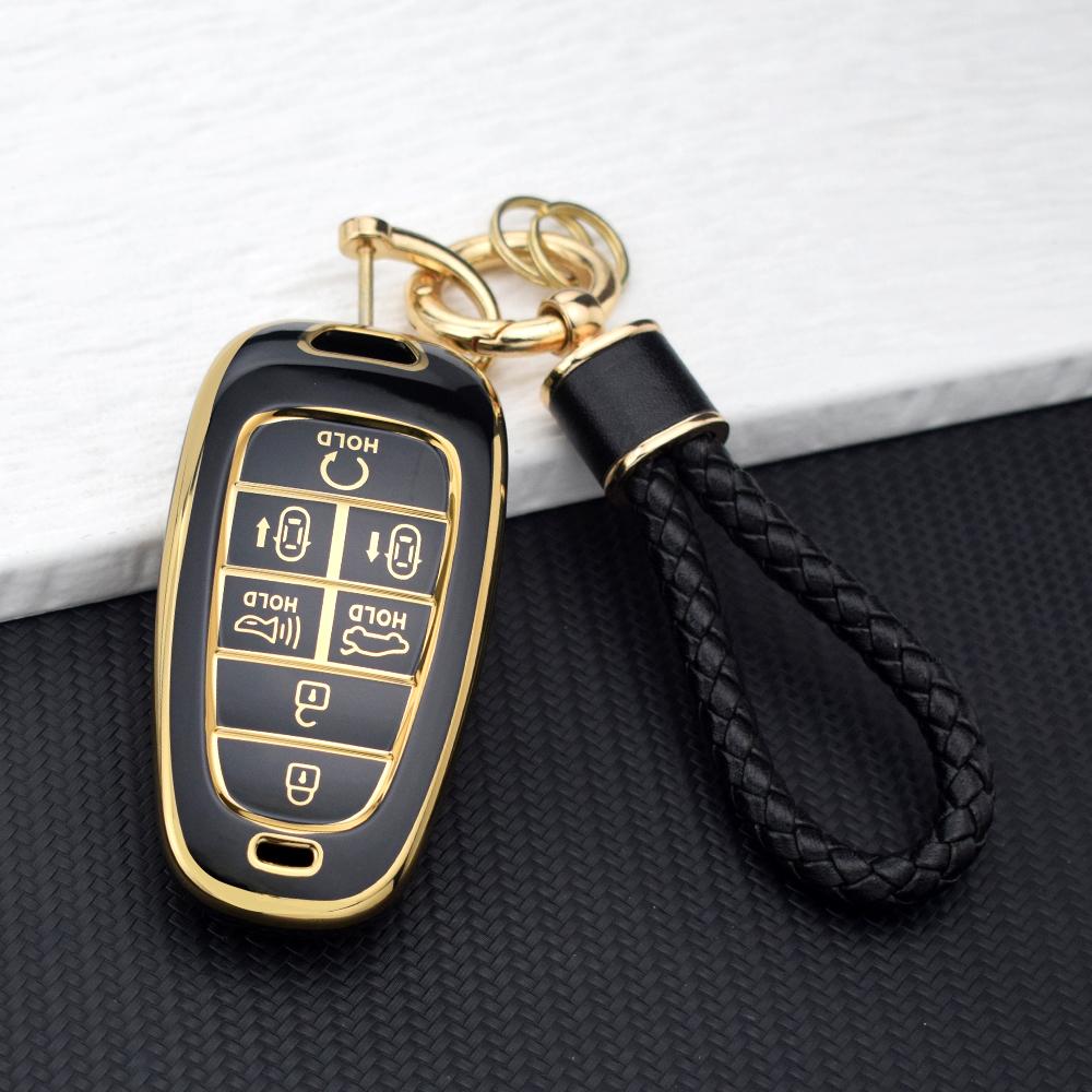 TPU Key Fob Case for Hyundai Sonata/Nexo DN8/Santa Fe TM/Tucson NX4/Staria/Ioniq 7 Buttons Protective Car Key Cover Accessories
