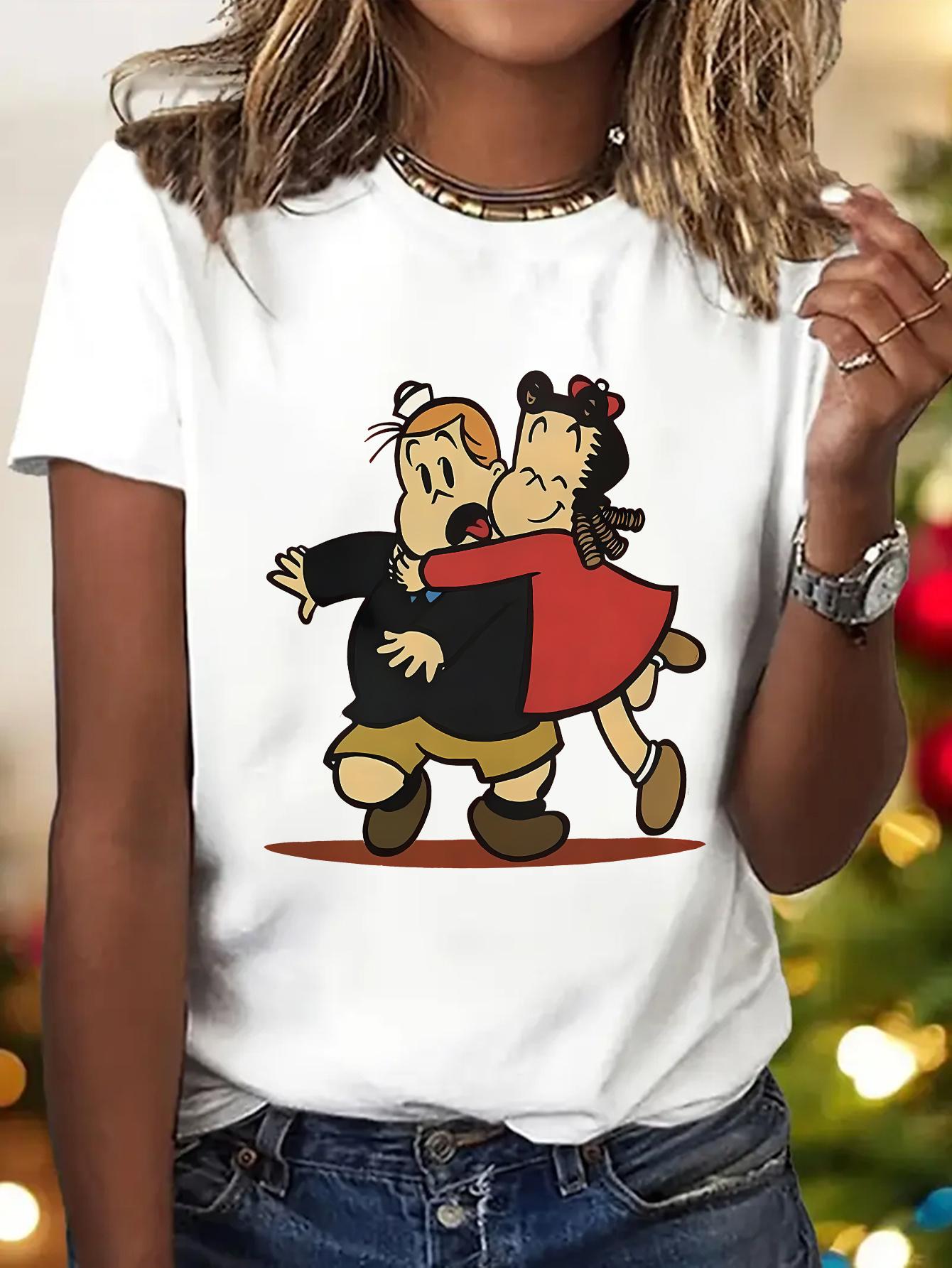 

European sizesCasual Short Sleeve Round Neck Blouse, Machine Washable Comfortable Everyday Top, Versatile Neutral Outfit Enhancer (Non- Fabric) 4XL