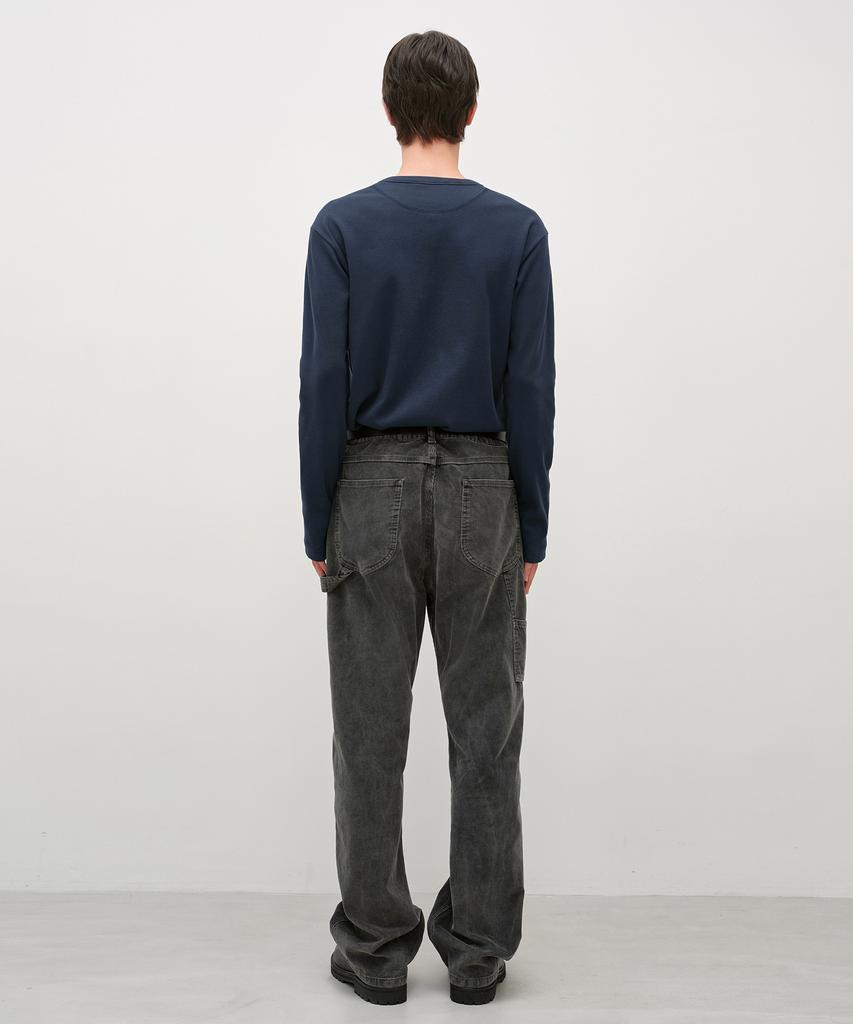 INSILENCE Slim Fit Ribbed Henley Neck Navy