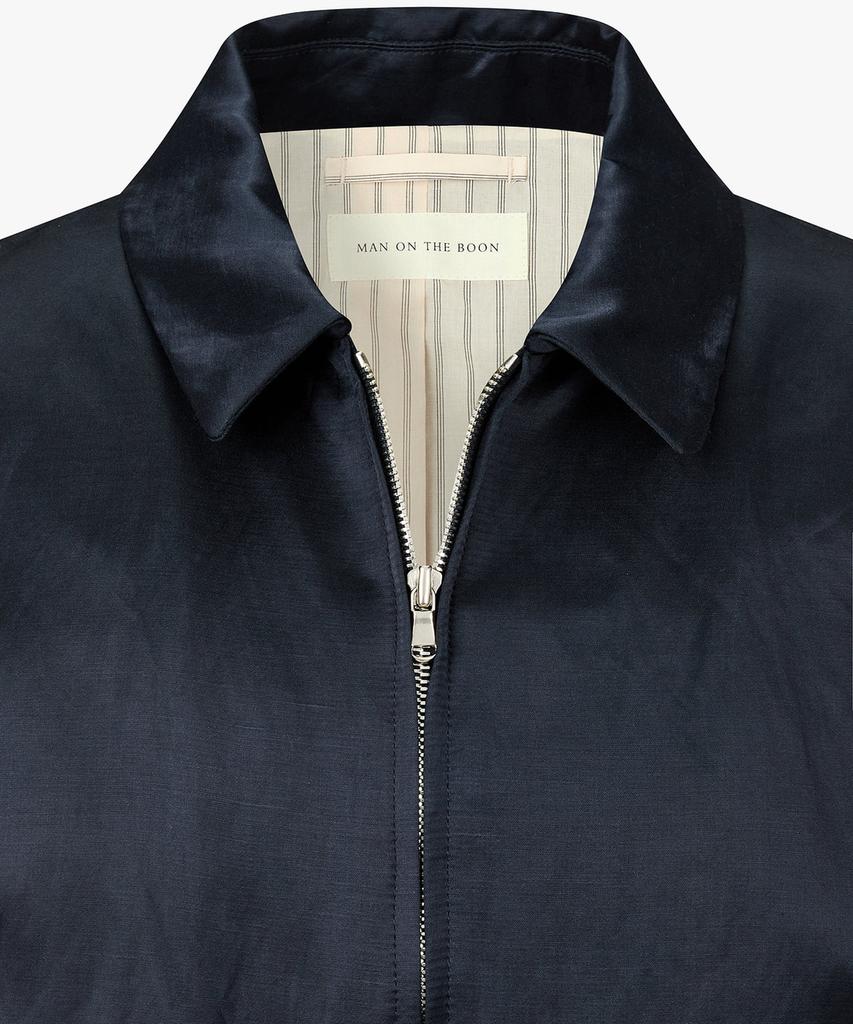 Man On The Boon Glossy Satin Bomber Jacket_Navy 4716109016