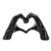 Heart Hands Sculpture Black Color Resin Modern Love Heart Hands Statue for Living Room Bedroom Office Black Small Size