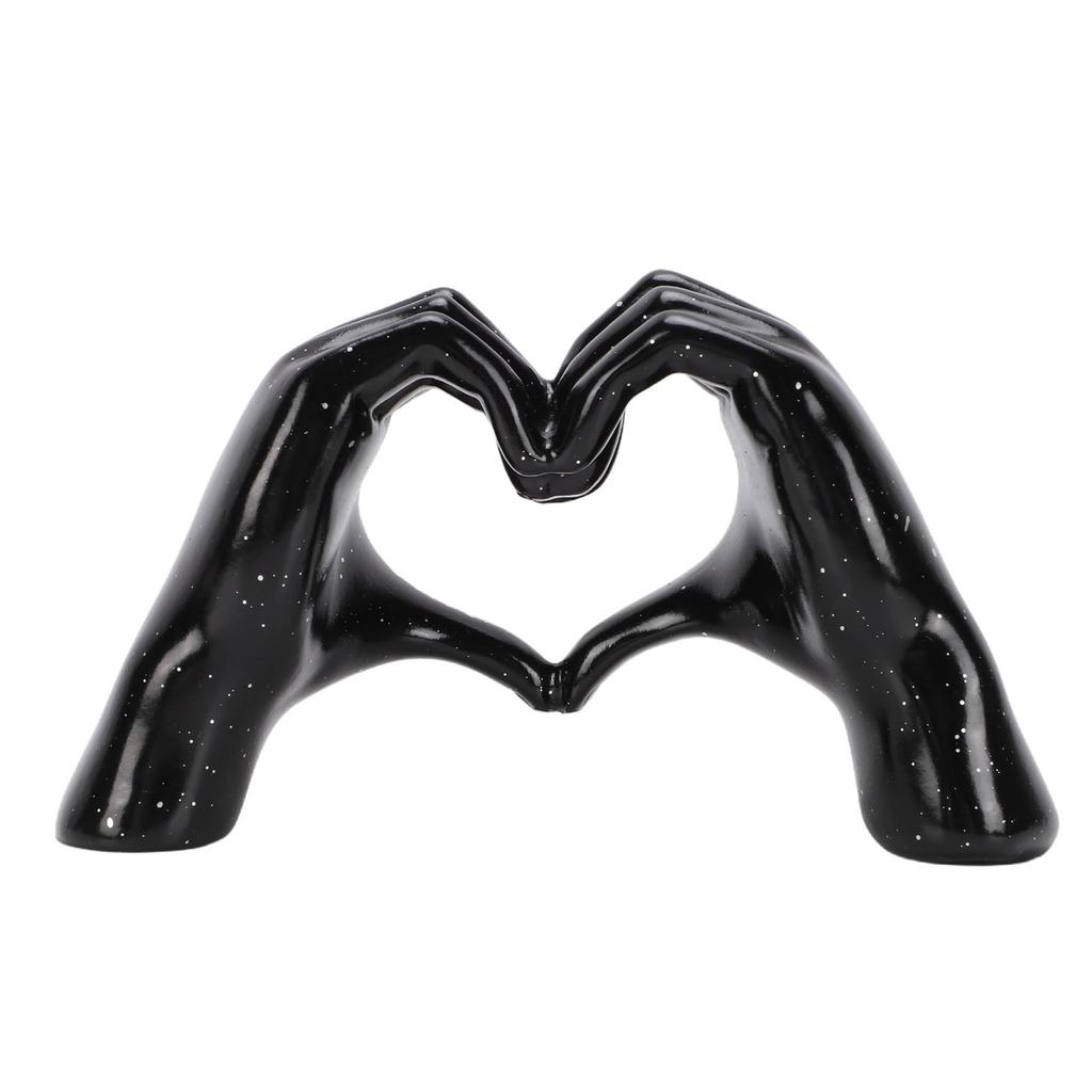 Heart Hands Sculpture Black Color Resin Modern Love Heart Hands Statue for Living Room Bedroom Office Black Small Size