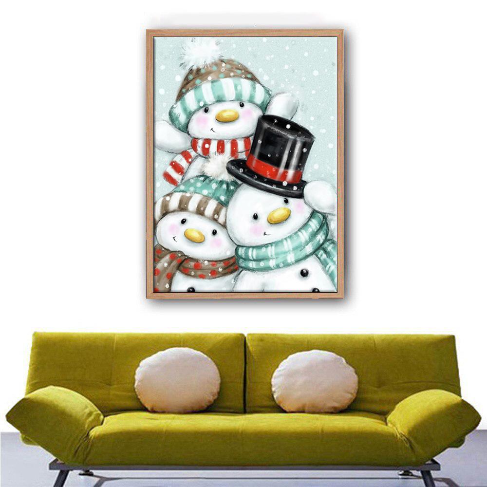 5D Diy Diamond Painting Three Snowmen Embroidery Mosaic Art Picture of Rhinestones Decor Gift