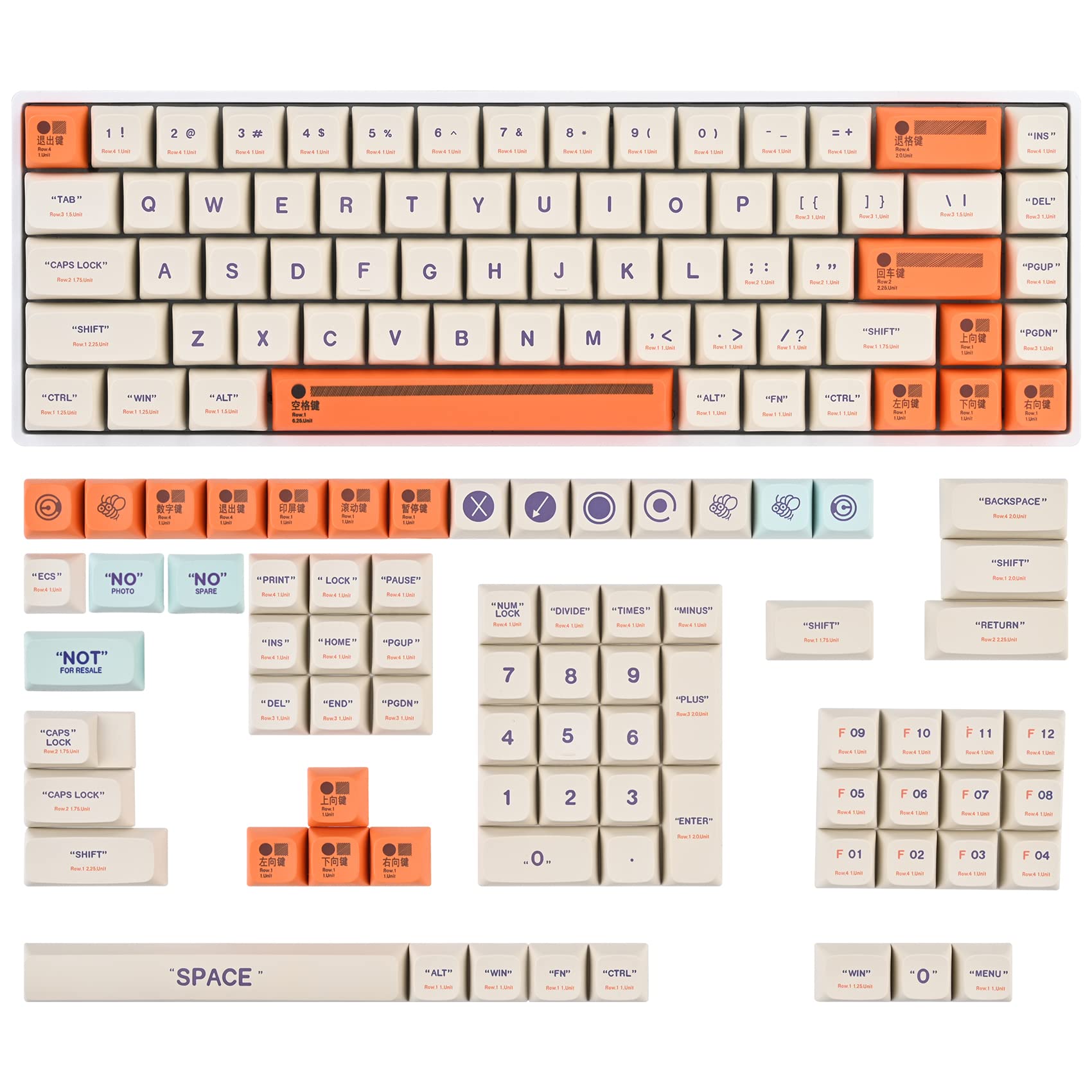 

XDA Profile Keycap Set 142 Keys Retro Plastic Theme Keycaps 100CherryMx Gaming Keyboard 60% 65%