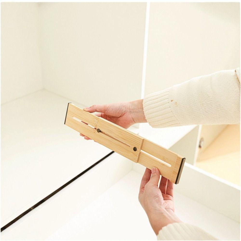 Secure Fit Retractable Drawer Dividers Bamboo Cabinet Storage Partition Divider  Bedroom Dresser