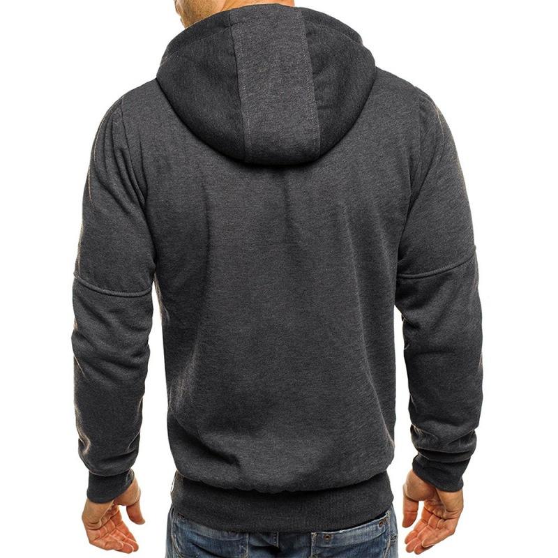 Men Keep Warm Hoodies Autumn and Winter Men's Hoodies Sweatshirts Contrast Color Slim Thickened Fleece Hoodies Casual Coat