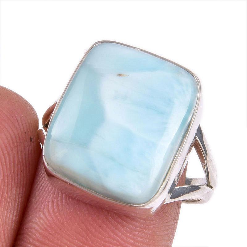 

Natural Republic Larimar Gemstone 925 Solid Sterling Silver Gift Ring S.8 d5w90