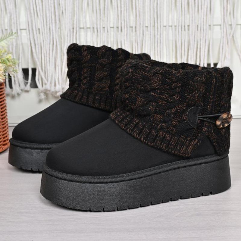 

Fashion Plush Size Thick Bottom Snow Boots Women Faux Suede Knitted Snow Boots Woman Winter Comfortable Short Plush Warm Botas Female 41 чёрный