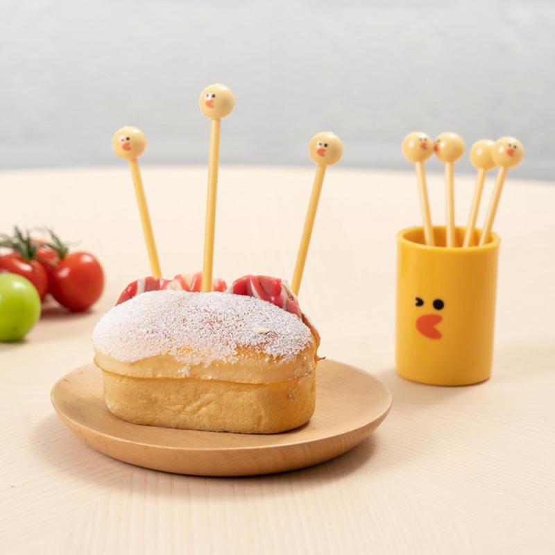 10Pcs Cute Mini Toothpicks Cartoon Kids Food Picks Plastic Fruit Forks Bento Decorative Tableware Food Picks Dessert Fork