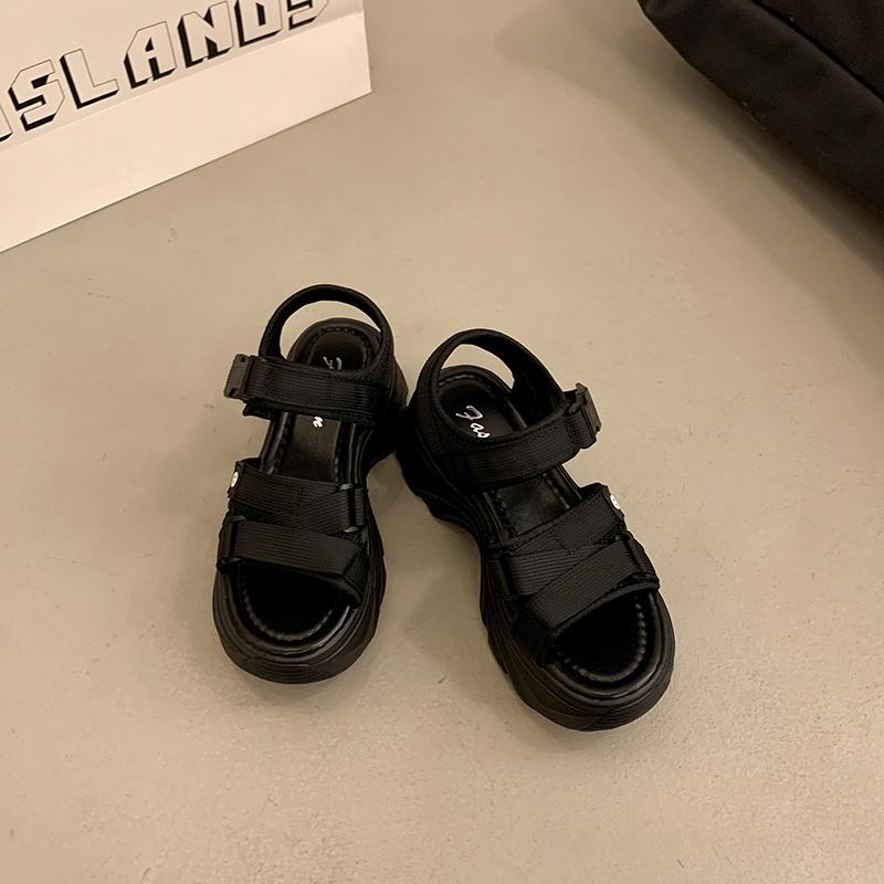TUINANLE Sandalias de Tacón de Plataforma Gruesa para Mujer Verano Cuña con Hebilla Casual Cómodas de Color Sólido Sandalias de Playa