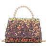 Stylish Sequined Handheld Small Square Bag 2024 Trendy Chain Shoulder Bag For Casual Use