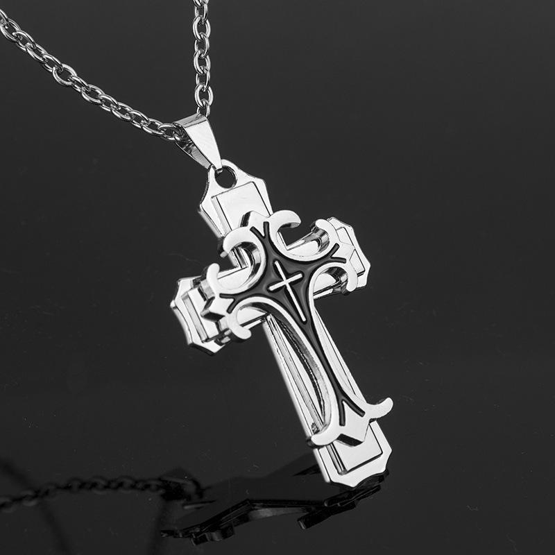Men's Hot-Selling Three-Layer Cross Pendant Necklace Jewelry