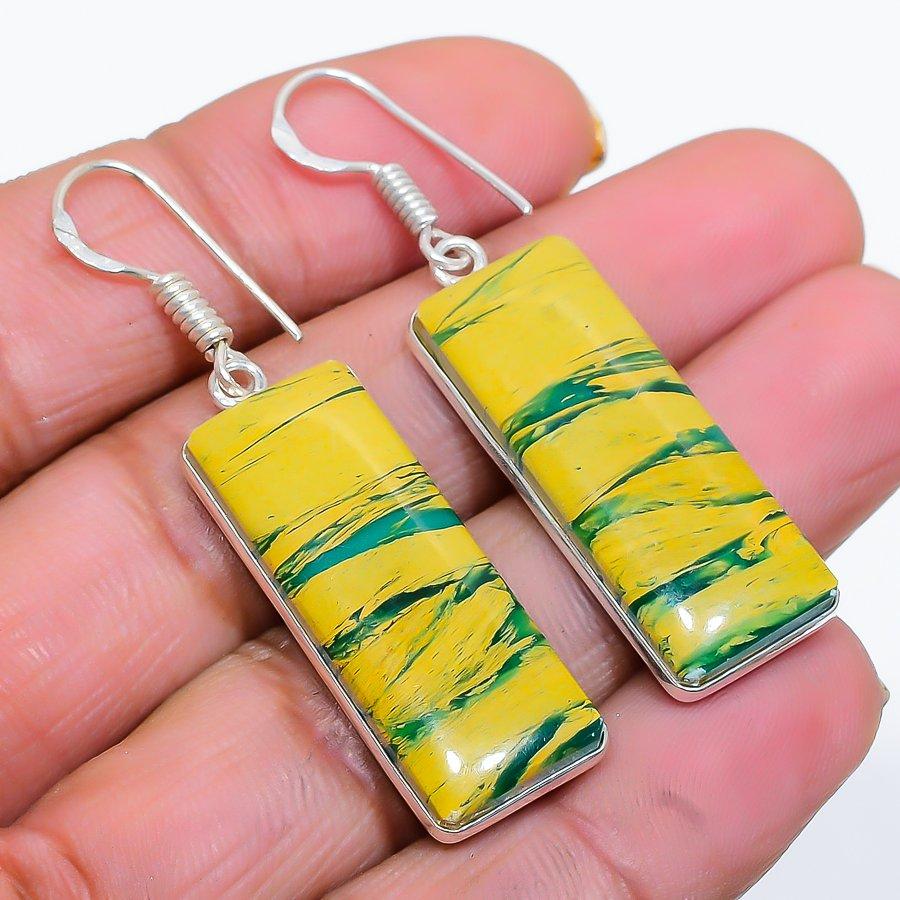 

Yellow Calsilica Gemstone 925 Sterling Silver Jewelry Earring 1.97 GK-4770