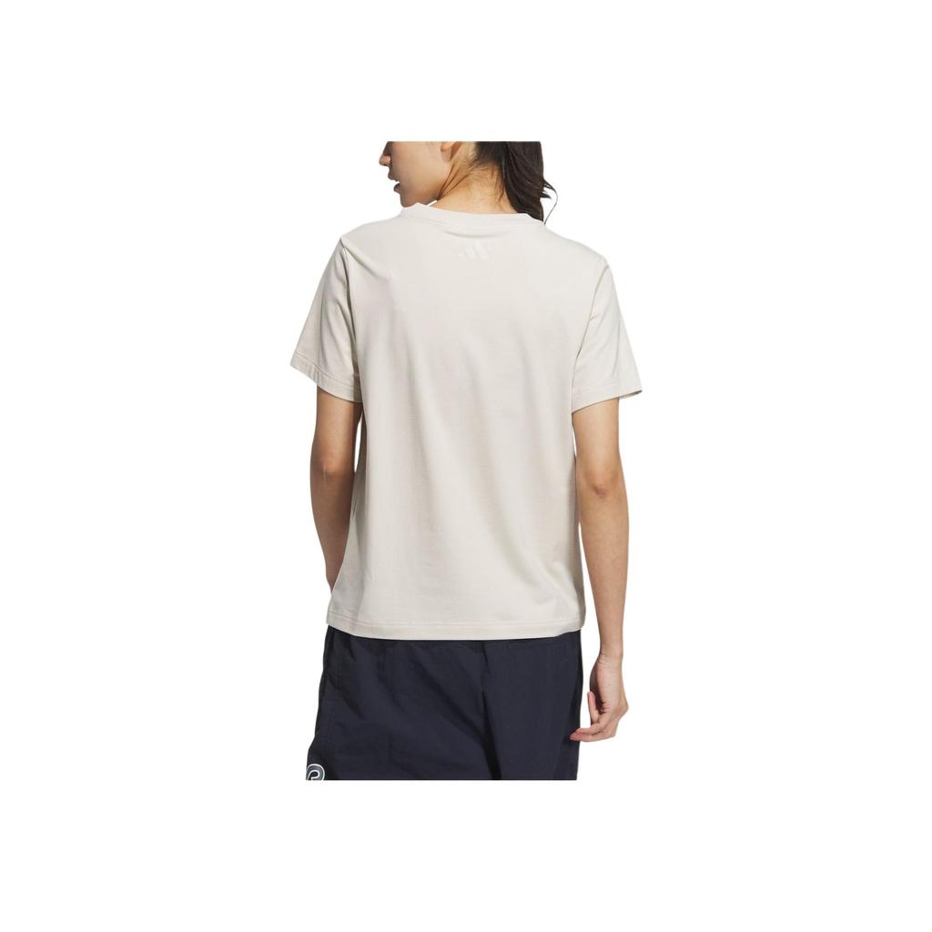 Adidas Short Sleeve Sports Casual T-Shirt With Round Neck And Print Women Tops Alumina-Brown JN7772