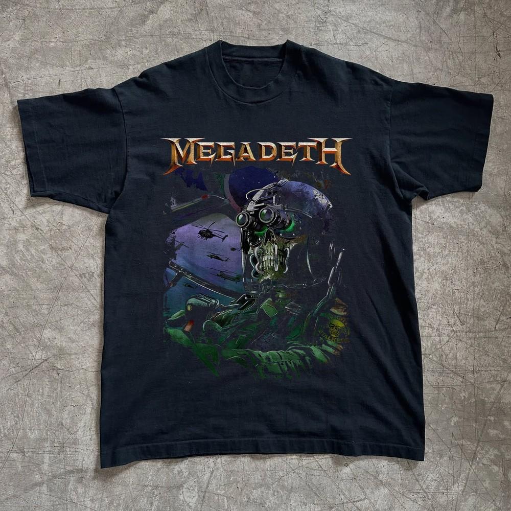VIntage 90s Megadeath Tour T-shirt, Unisex Black Cotton T-shirt, Size S-5XL Unisex T-Shirt L