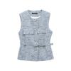 Jnleaog Spring New Arrival Women's Clothing Fashion Style French Style with Belt Metallic Thread Texture Vest 2132116