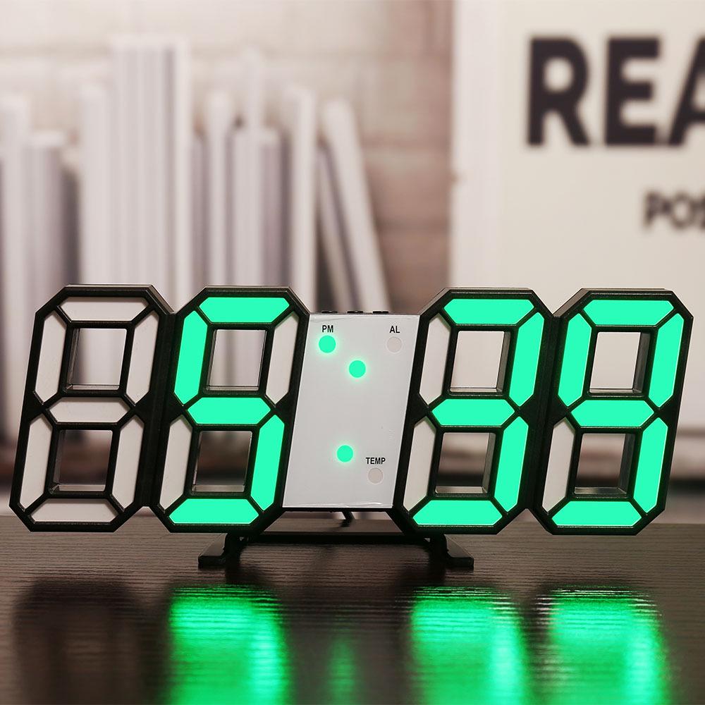 3D LED Digital Clock with Alarm, Calendar, and Thermometer for Living Room Wall