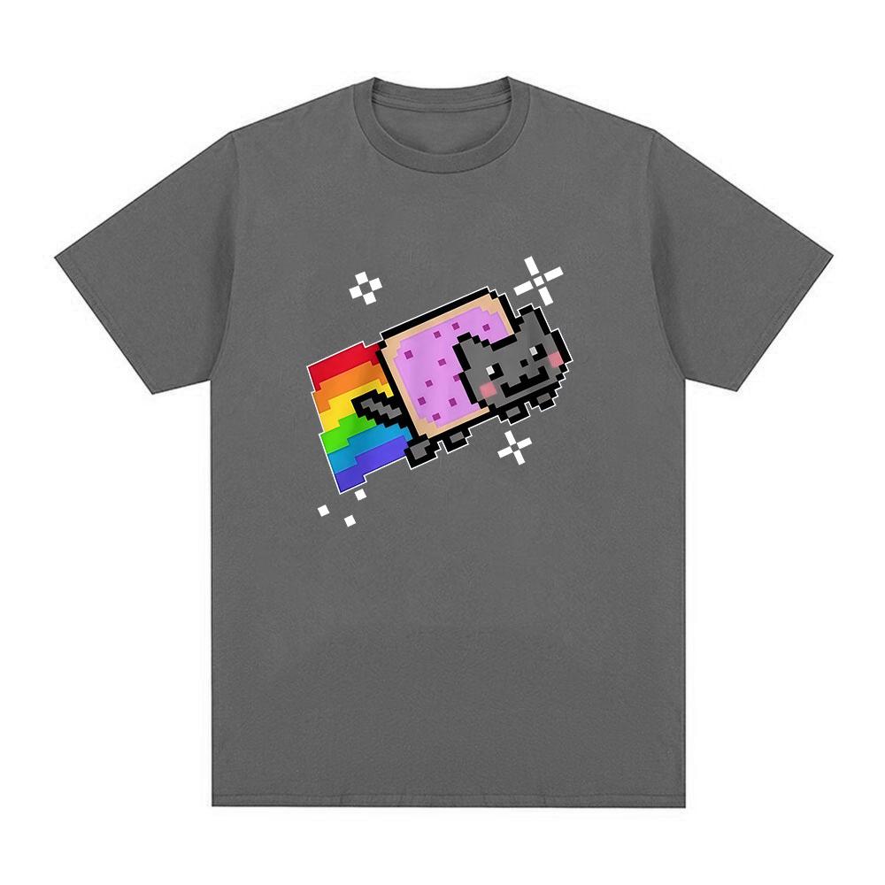 Nyan Cat Zabawny Mem T-shirt Tęczowy Mężczyźni Kobiety Odzież Moda T-shirty Harajuku Codzienne Bawełniane Krótkie Rękawy T-shirty Streetwear