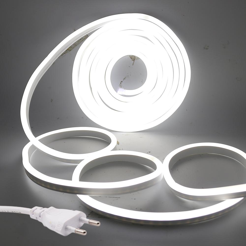220V Neon Light Flex LED Strip SMD2835 120Leds/m Waterproof Garden Lighting Neon Ribbon Warm Cool White Flexible Neon Sign