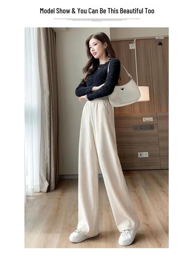 Damen Cordhose mit hohem Bund und weitem Bein - Weiß, Fleecegefüttert, Lockere Passform, Frühling/Herbst 2023