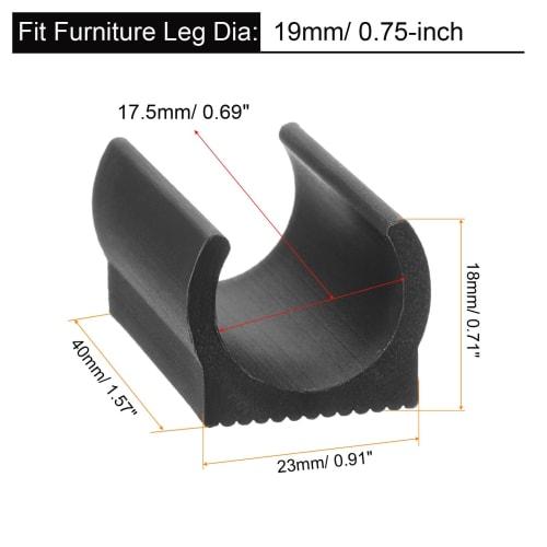 uxcell 30-Piece Set of Rectangular Non-Slip Chair Leg Caps for 19mm Metal Tube Legs and Wooden Floors, Plastic Furniture Protection Feet Glides, Black